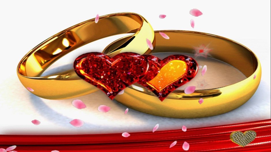Свадебные кольца в сердце