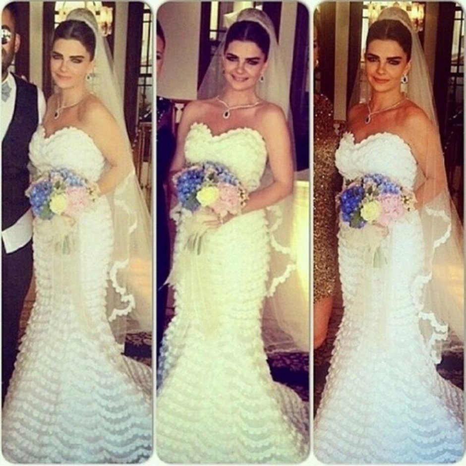 Пелин Карахан в свадебном платье
