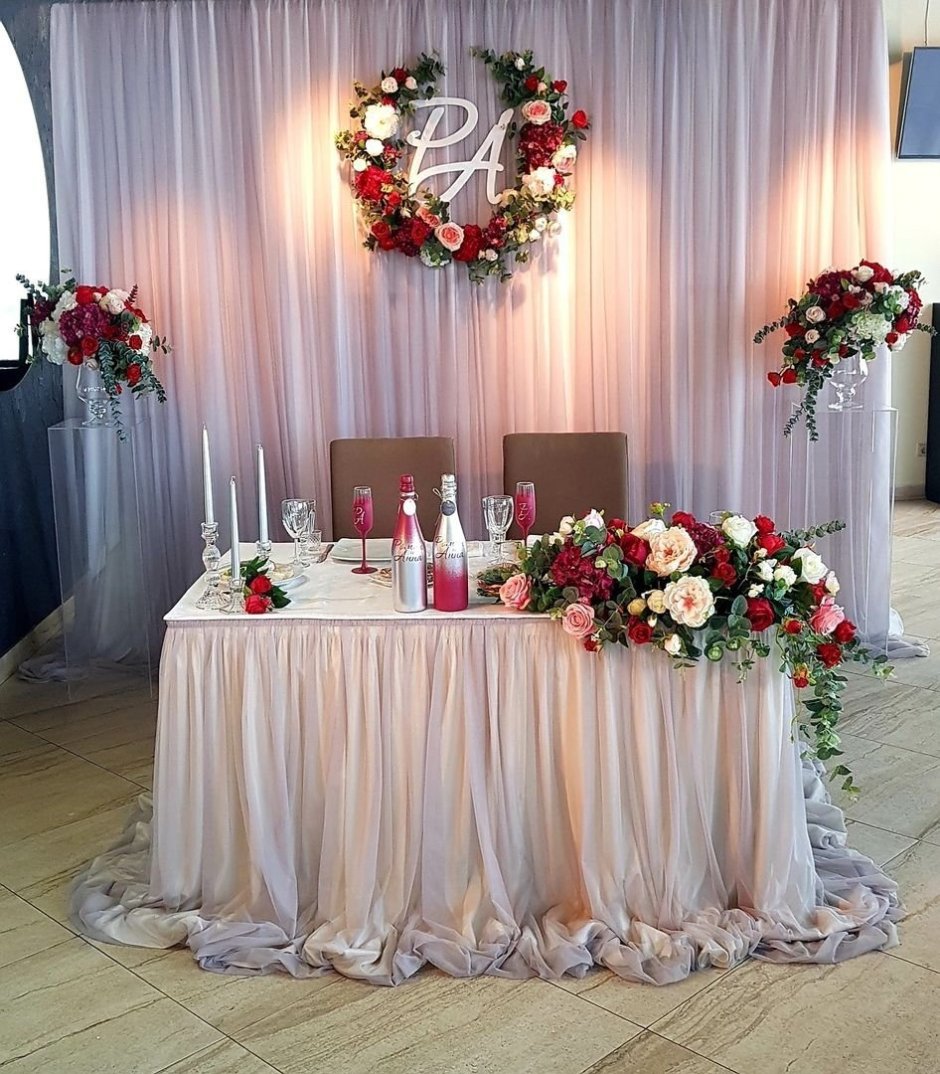 Свадебный декор стола молодоженов