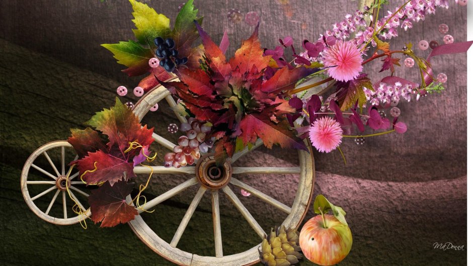 Осенняя композиция с велосипедом