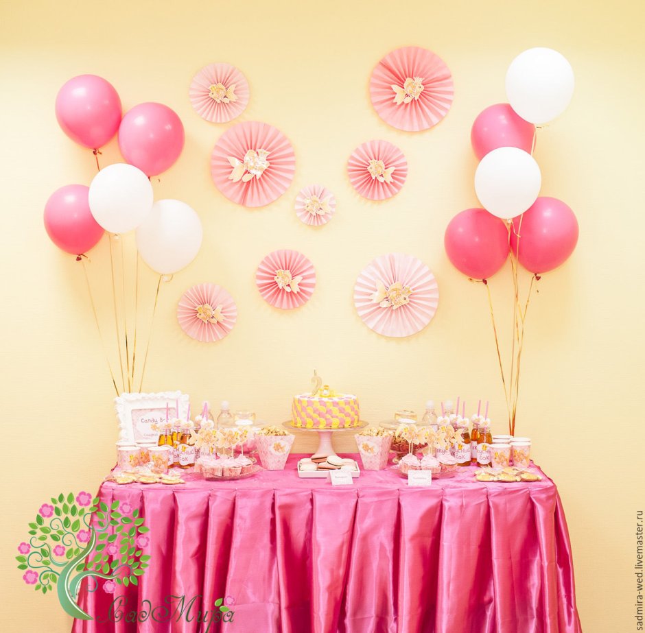 Декор детского дня рождения в розовом цвете