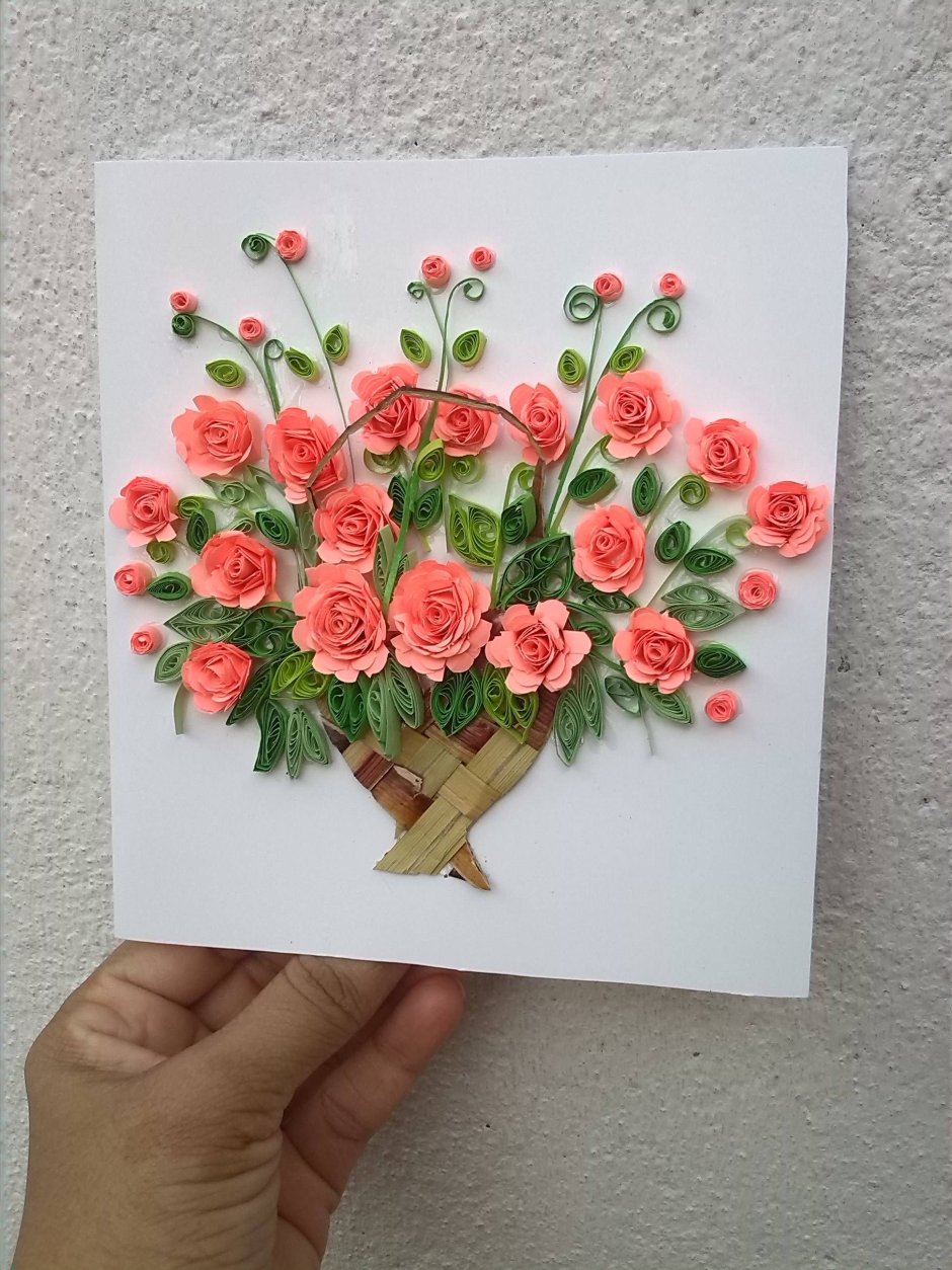 Цветочки из бумаги на открытку
