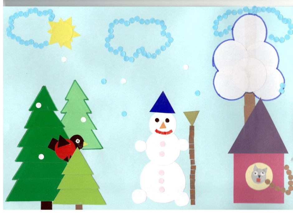 Рисование снеговика с элементами аппликации