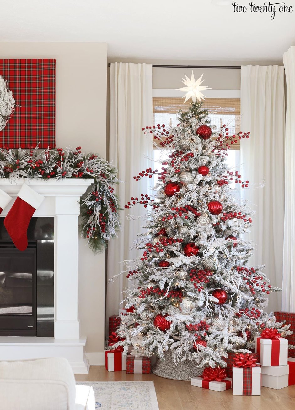 Стиль елки новогодней красный с серым
