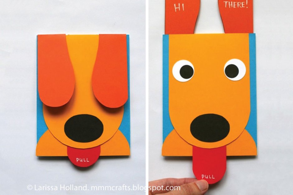Собачка из цветной бумаги для детей