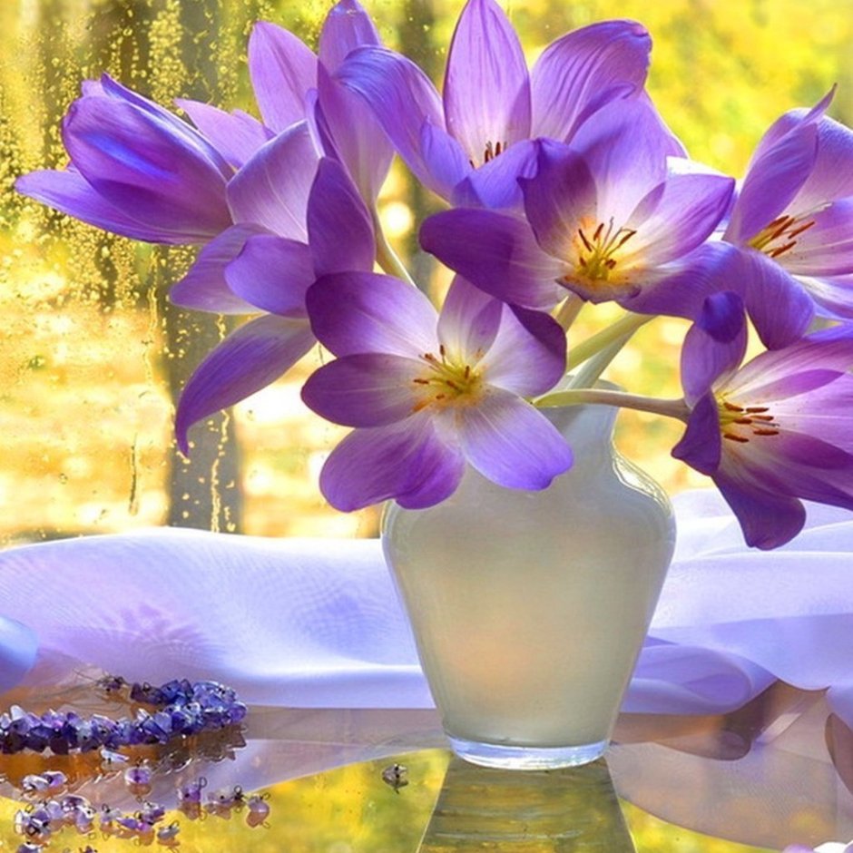 Весенние цветы с пожеланиями доброго утра