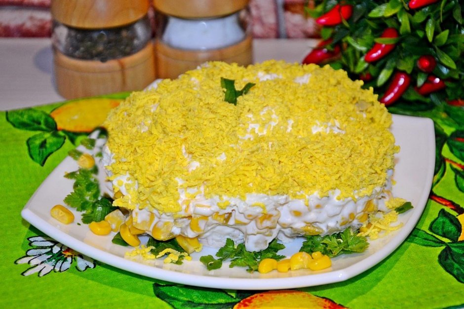 Салат курица ананас кукуруза