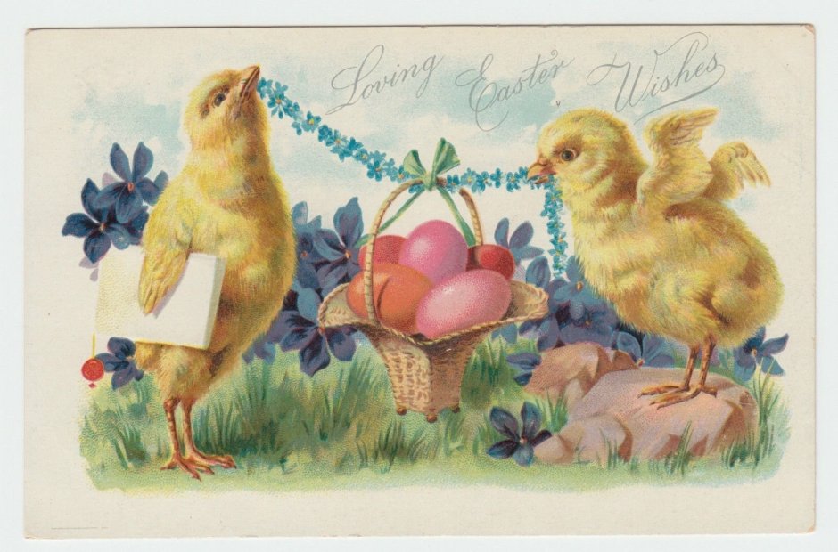 Старинные пасхальные открытки с цыплятами