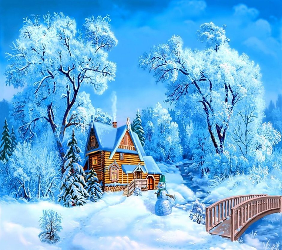 Картина по номерам зимний дом