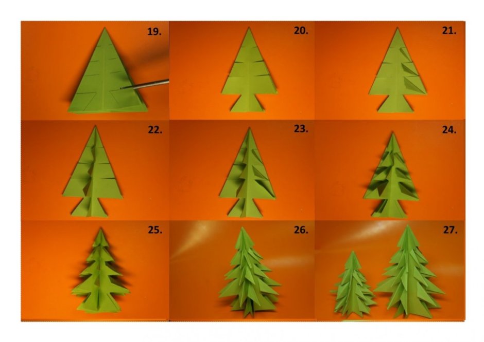 Простая объемная елка из бумаги