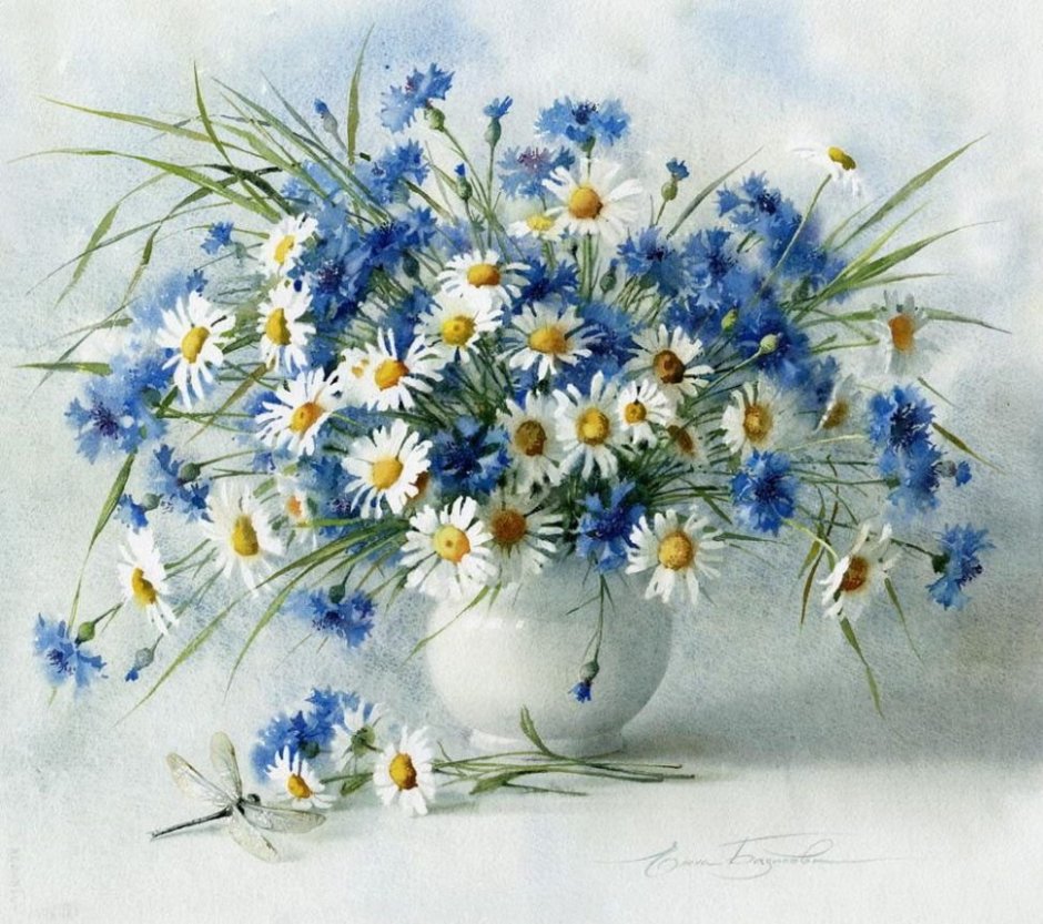 Базанова Елена акварели полевые цветы