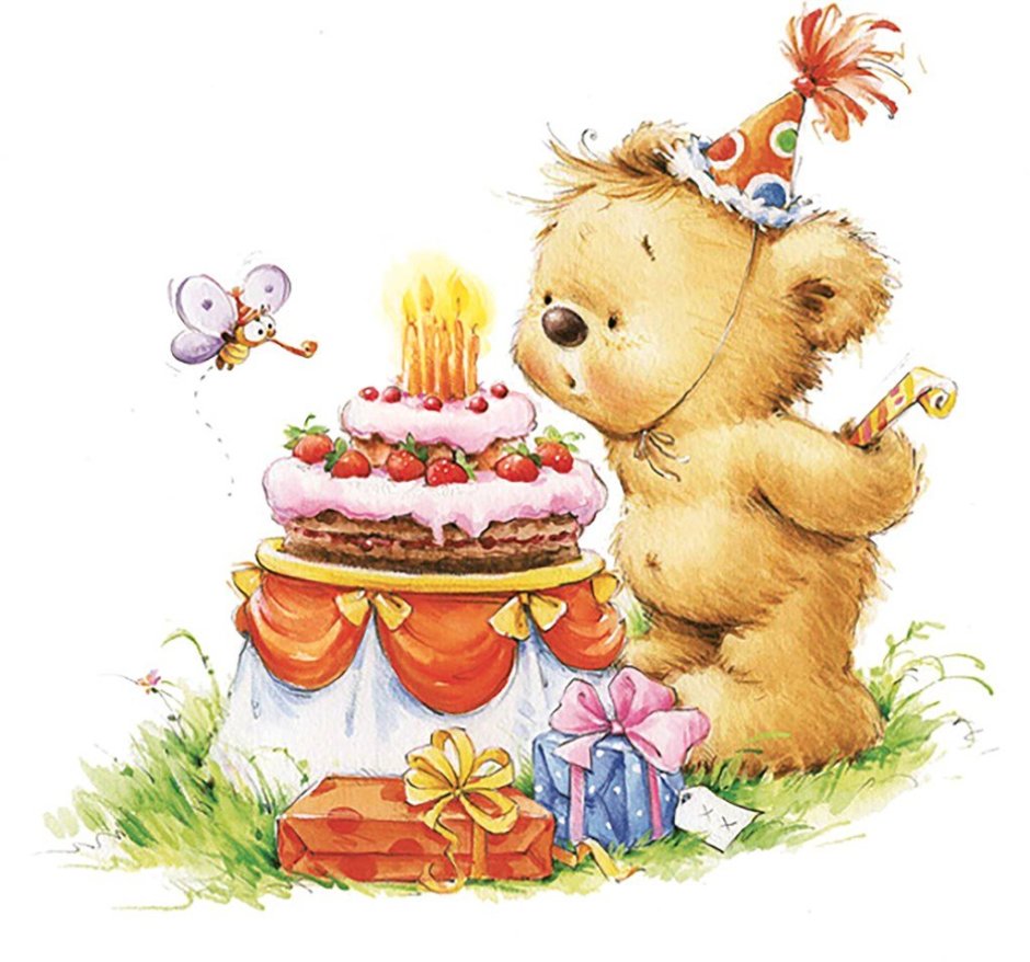 Мишка с тортиком на день рождения