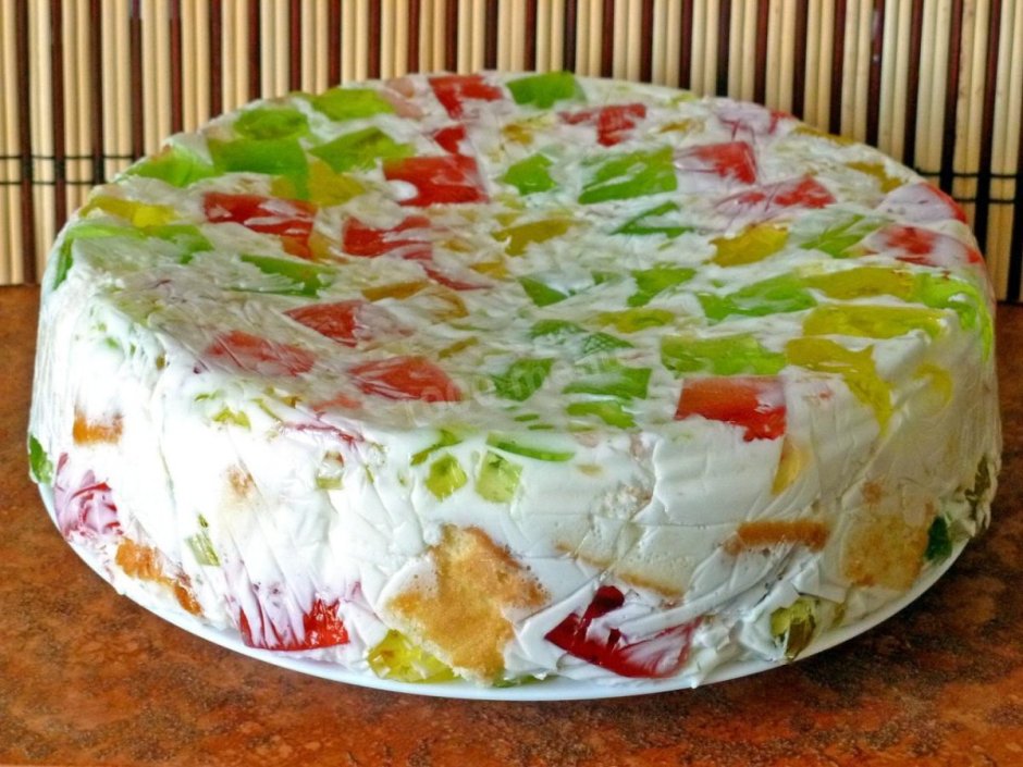 Торт битое стекло без выпечки с желе