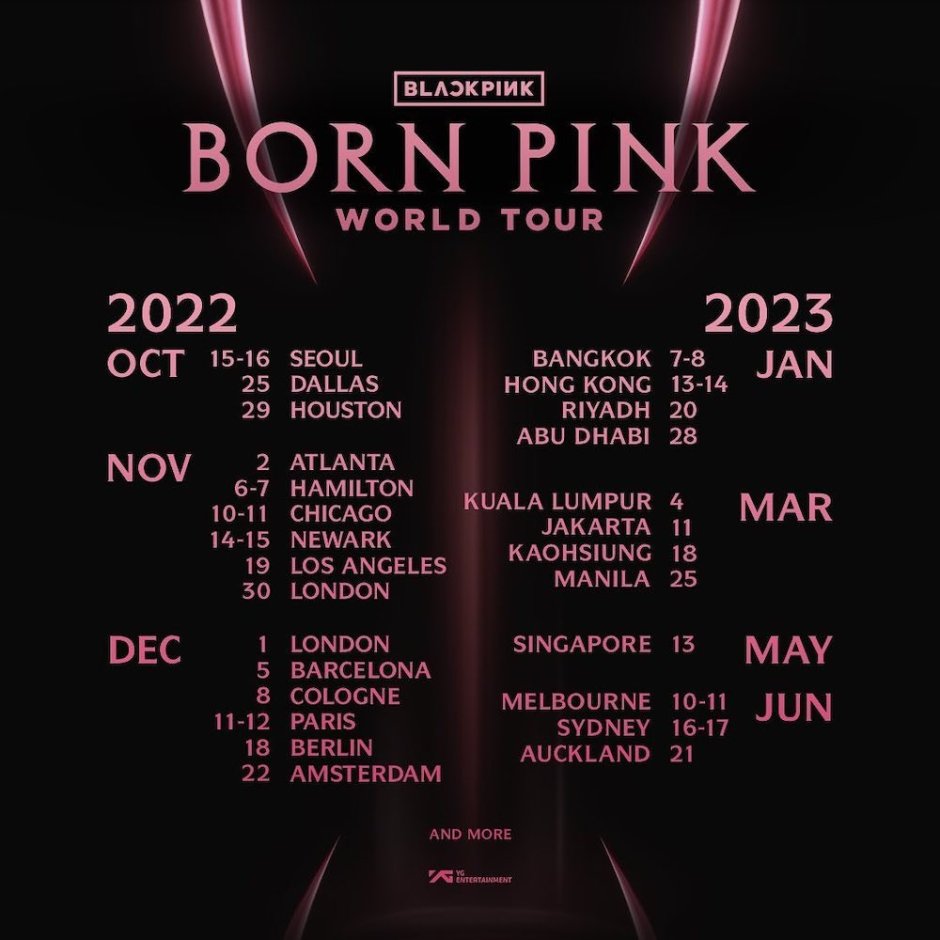 BLACKPINK born Pink Tour расписание
