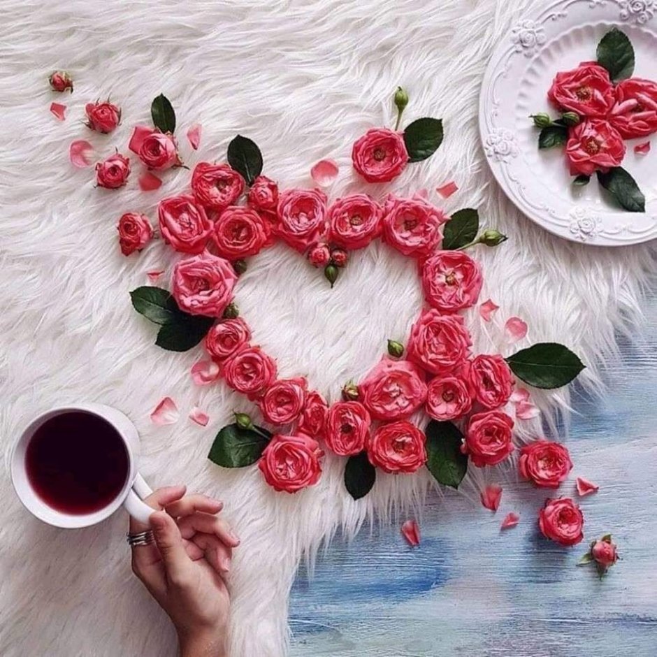 Кофе сердце цветы