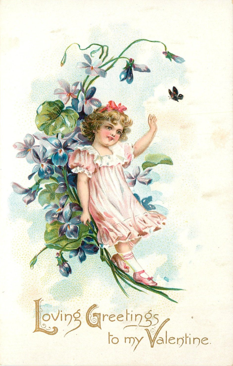 Винтажная старинная открытка с ангелом