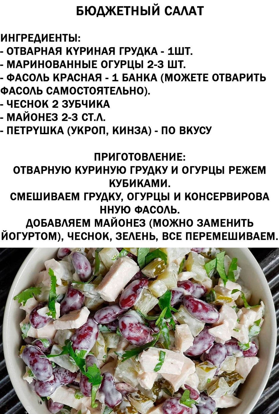 Рецепты салатов список