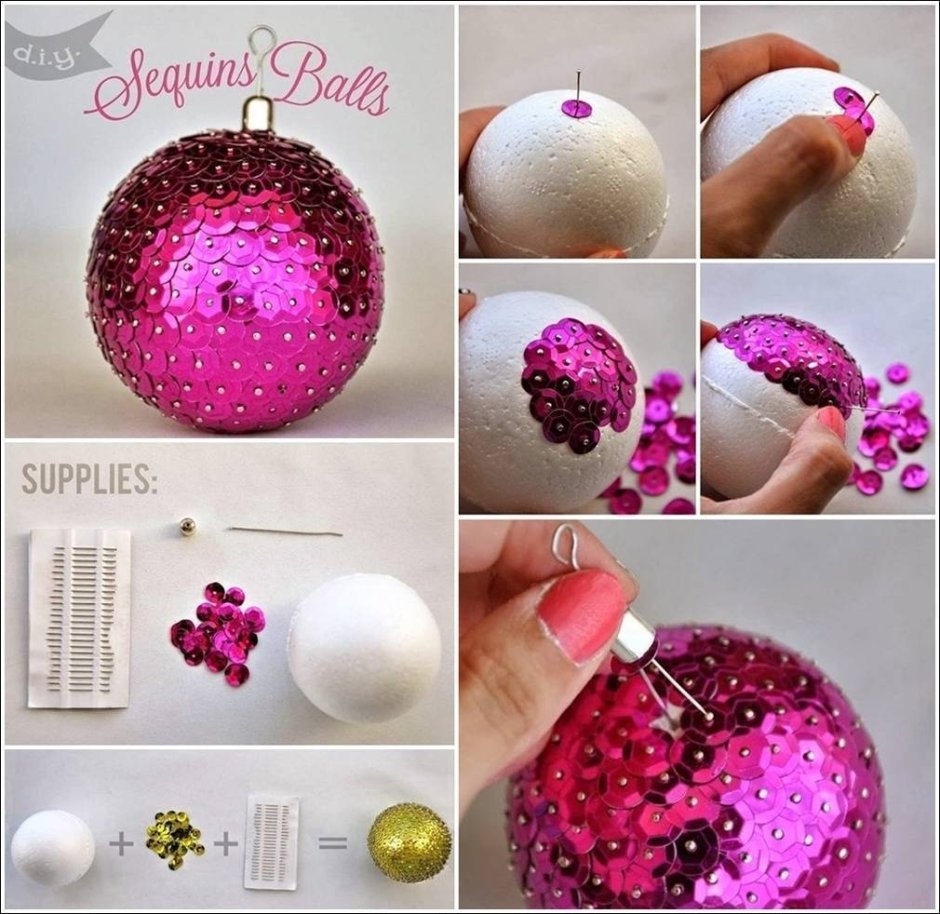 Новогодние шары из пенопластовых шариков