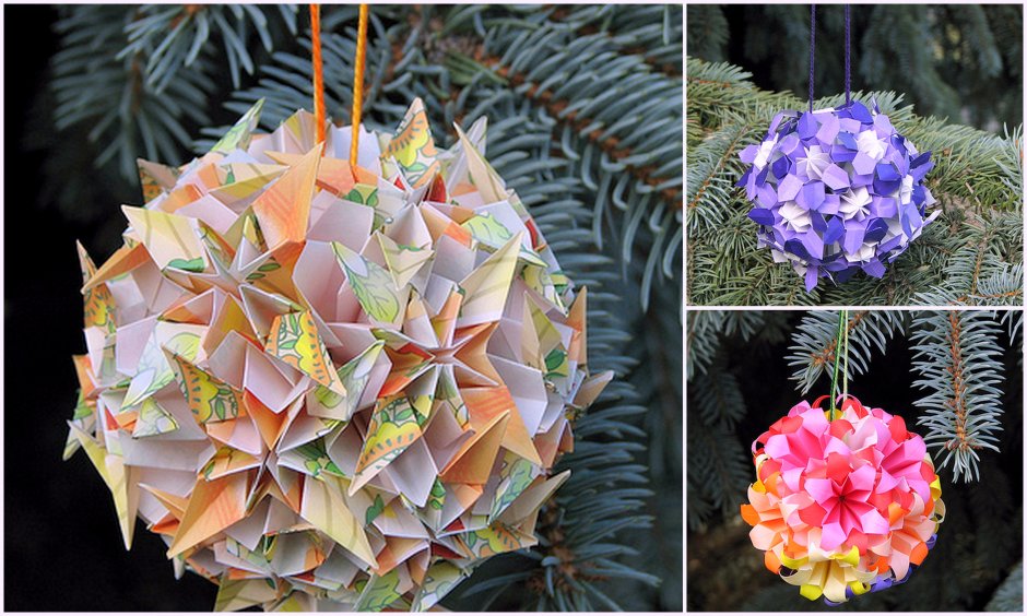Оригами шар на елку