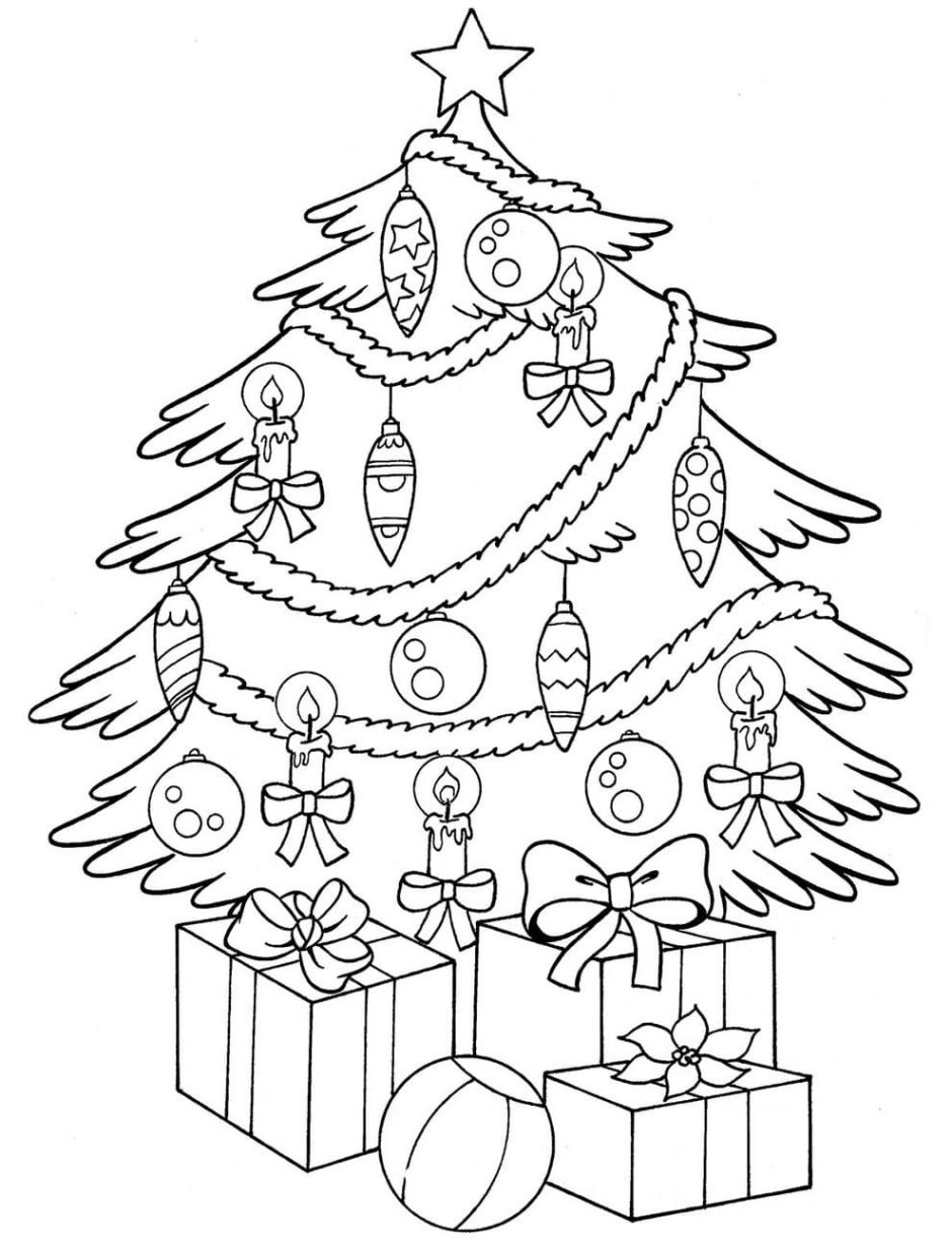 Рождественская елка раскраска