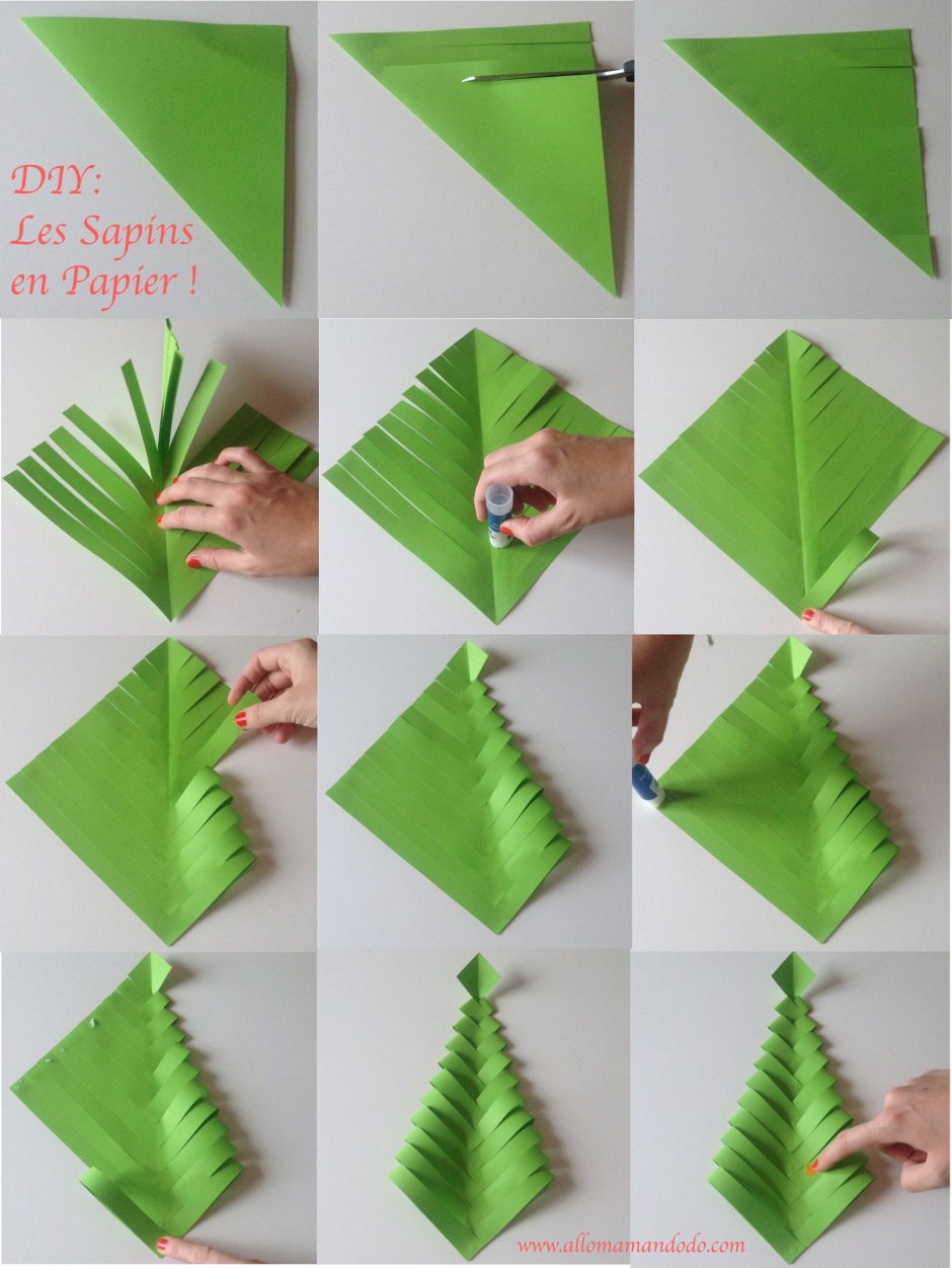 Объемная елка оригами
