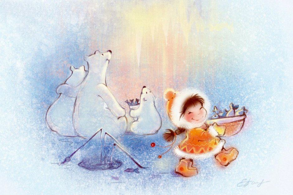 Зима иллюстрации Екатерины бабок