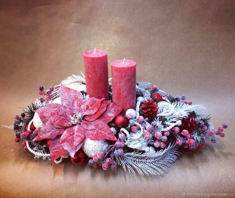Декоративная композиция со свечами