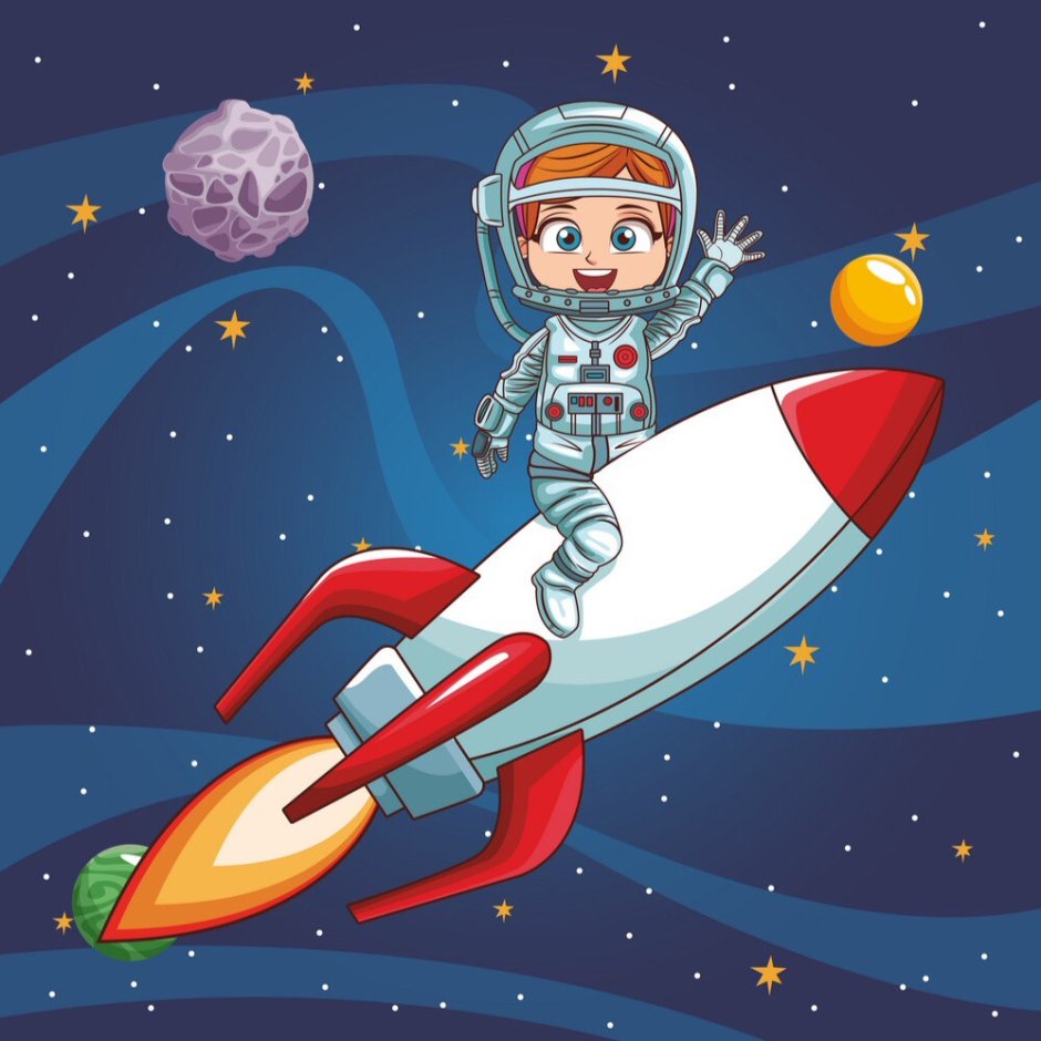Космонавт в ракете для детей