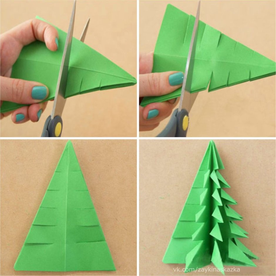 Елочка оригами из бумаги