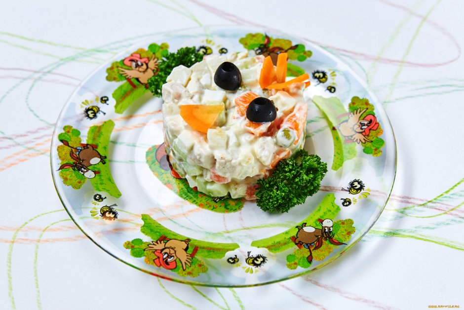 Красивая подача салатов для детей