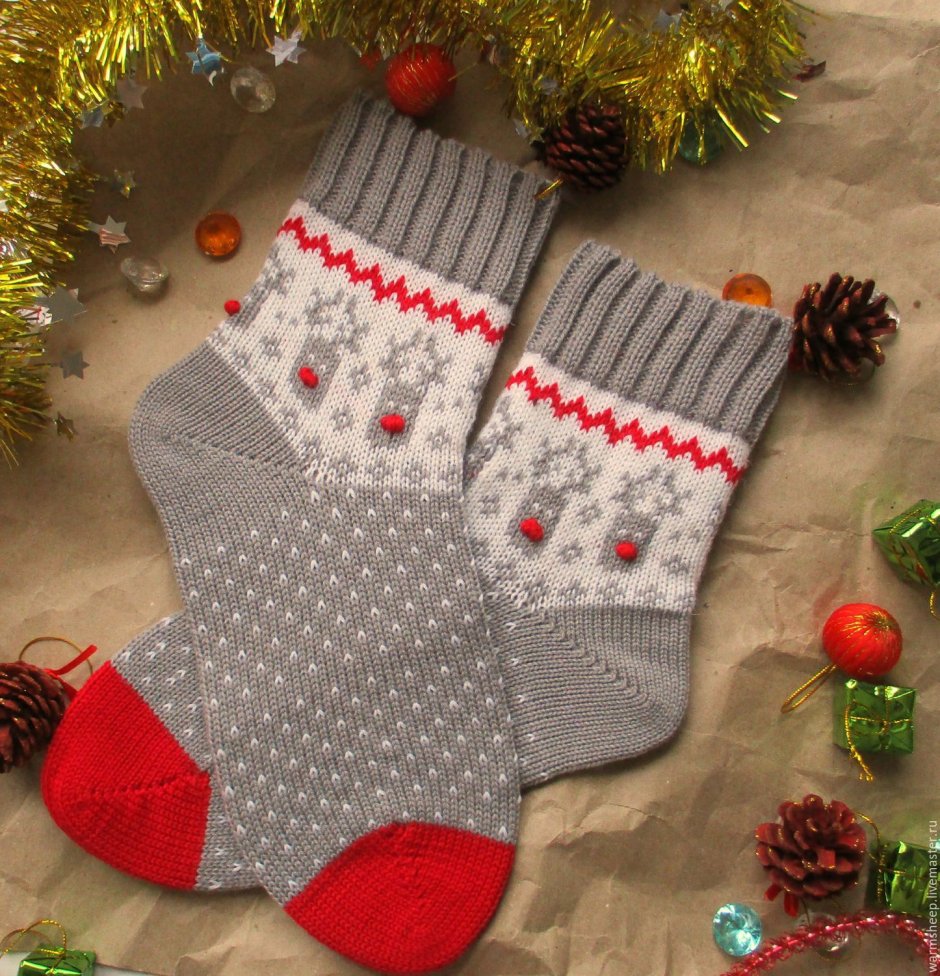 Вязаные Рождественские носки