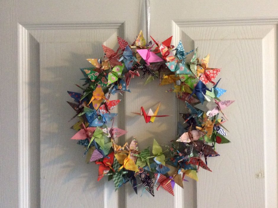 Рождественский венок оригами