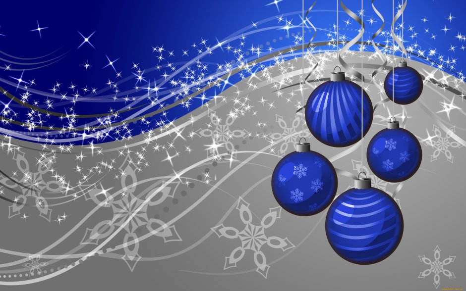 Новогодние шары на голубом фоне