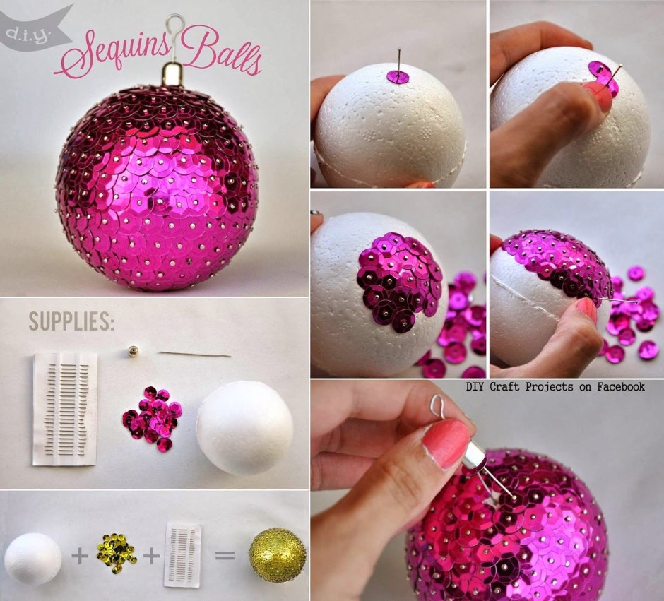 Новогодние шары из пенопластовых шариков