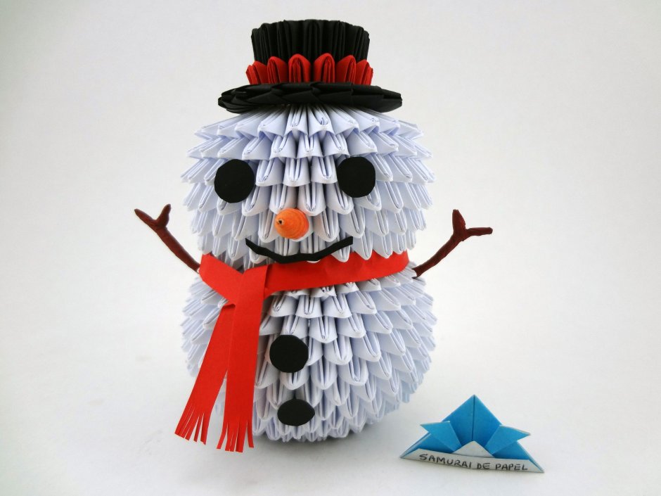 Снеговик из оригами