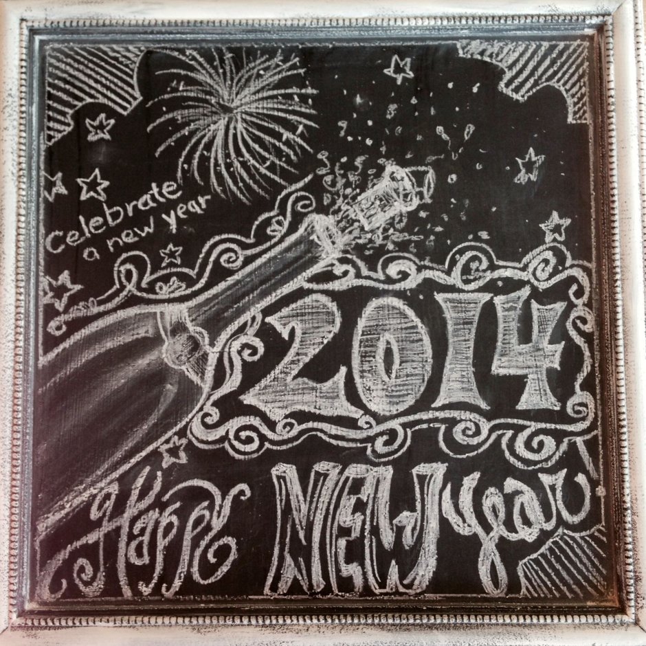 Новогодние надписи на меловой доске