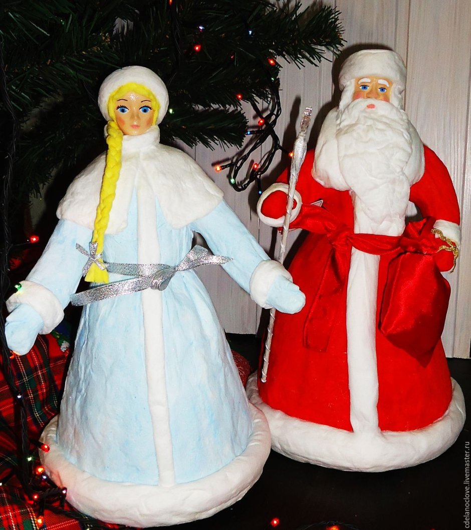Советские фигурки Деда Мороза и Снегурочки под елку
