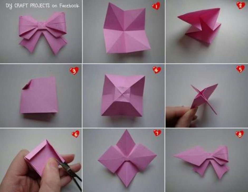 Оригами бантик из бумаги