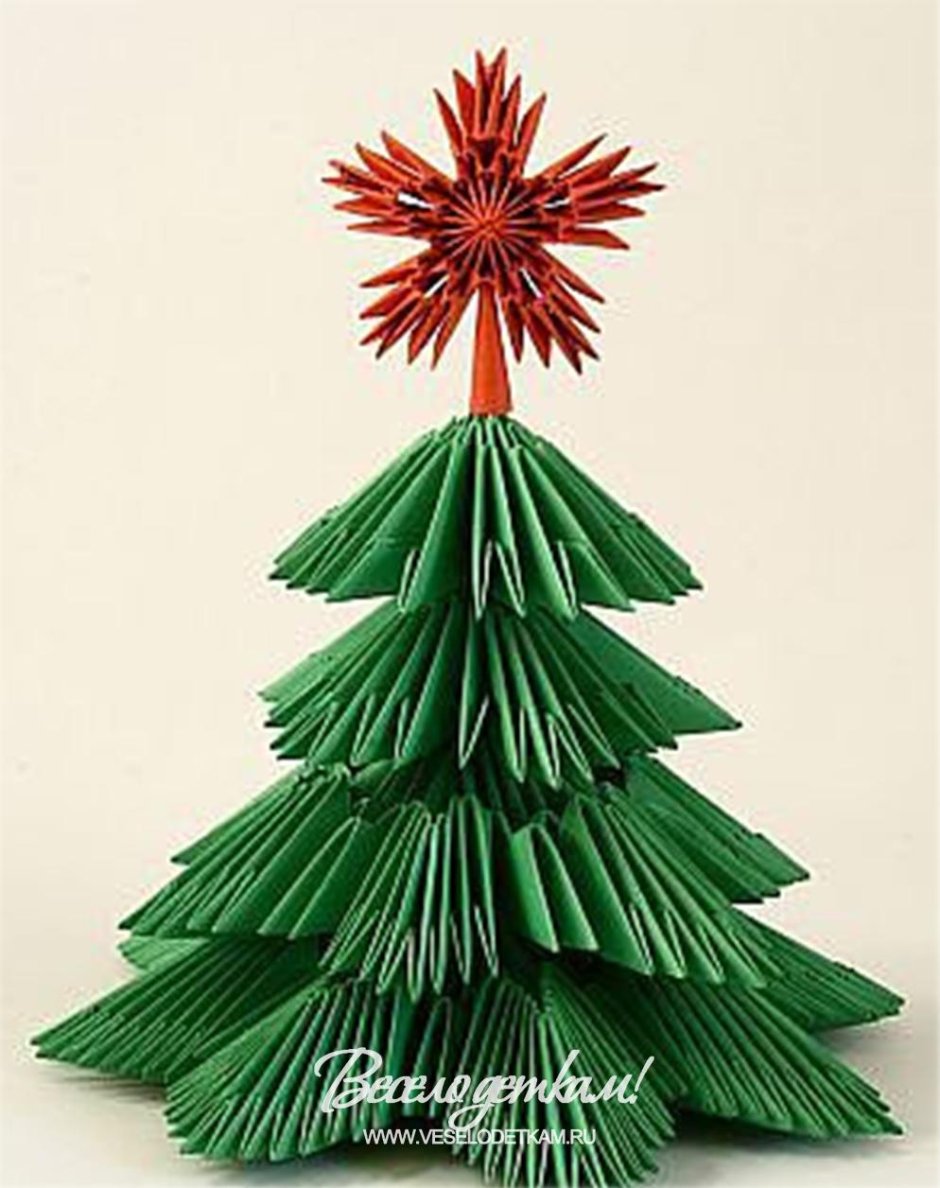 Модульное оригами елка Новогодняя