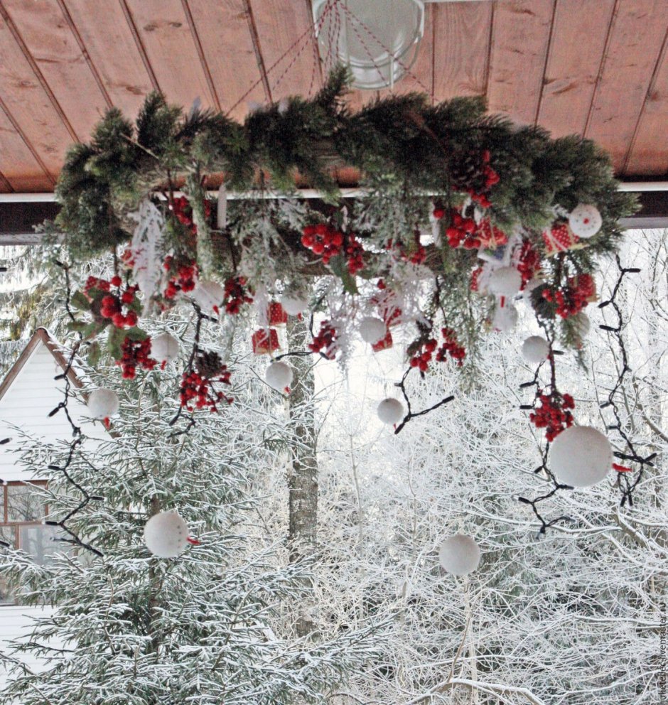 Декор новогодний на потолок из веток