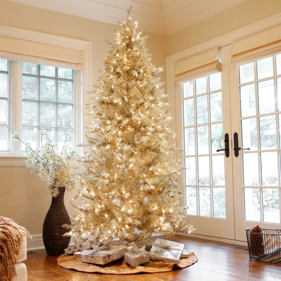 Бело Золотая елка Новогодняя