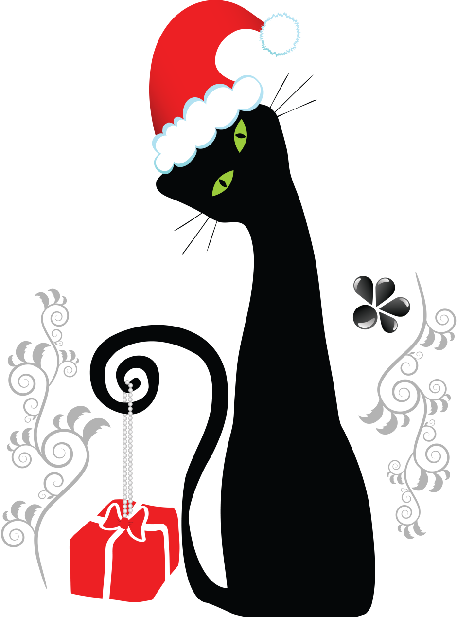 Новогодняя черная кошка
