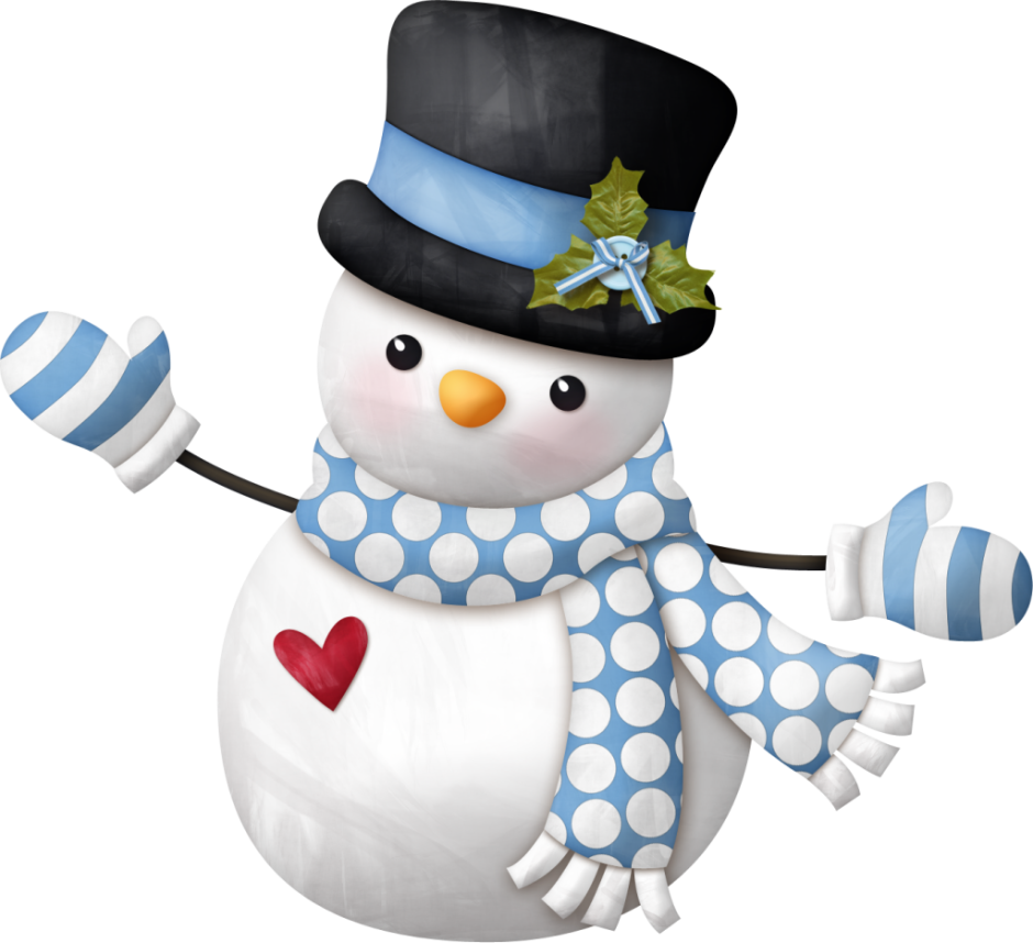 Веселый Снеговик на прозрачном фоне