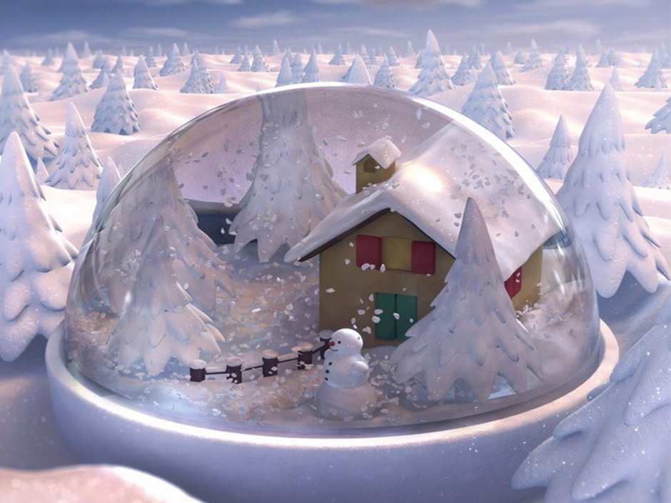 Сказочный зимний домик в шаре