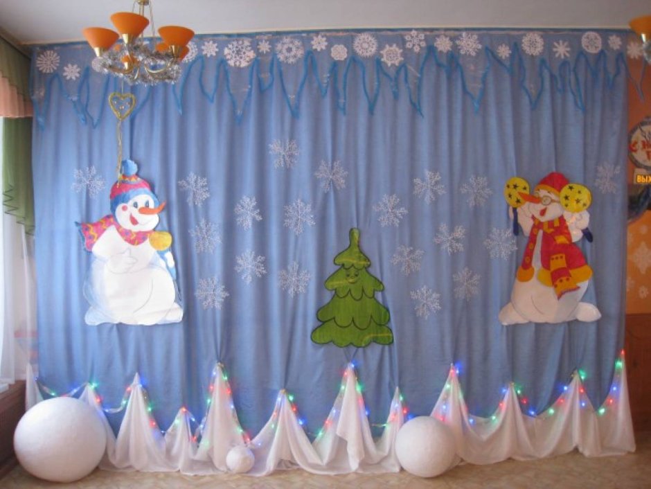 Украшеницетральной стены на новый год в детском саду