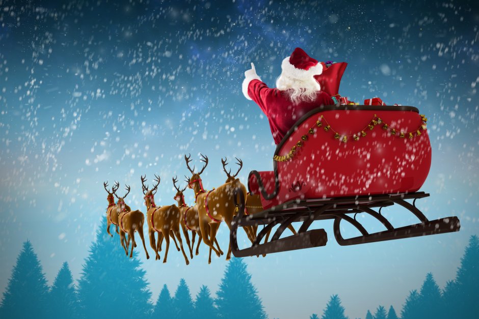 Дед Мороз летает на санях