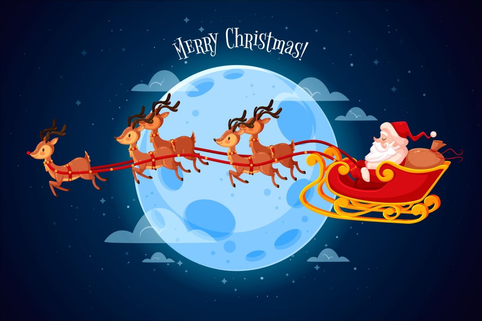 Санта Клаус с оленями Графика