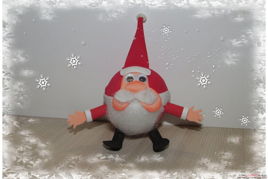 Дед Мороз из фоамирана на новый год-