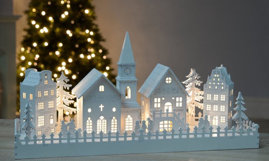 Новогодние картонные домики с подсветкой