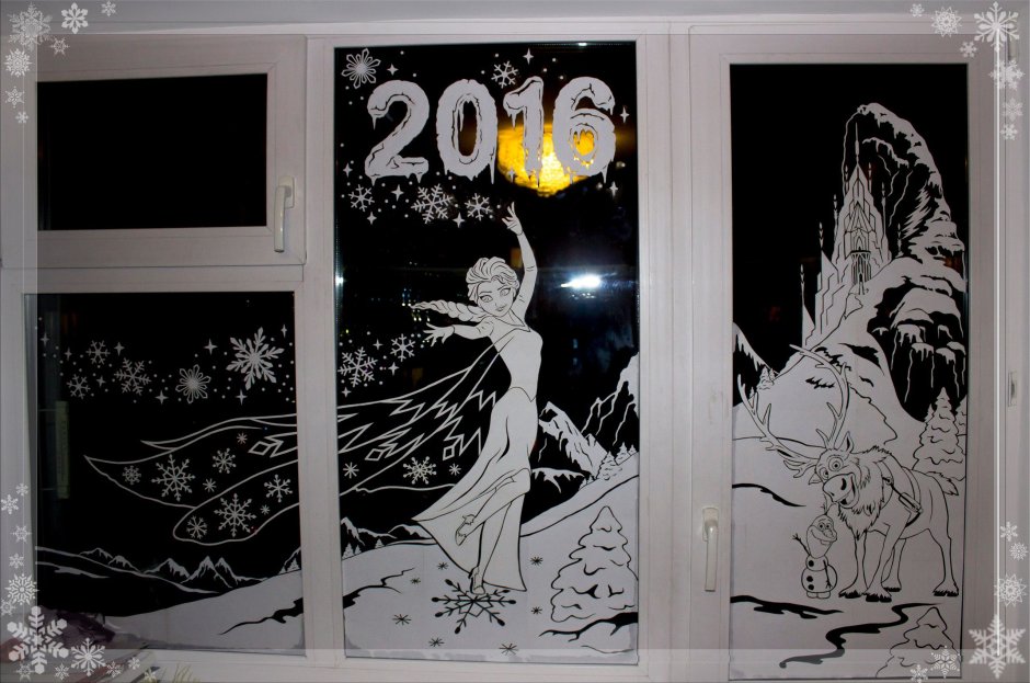 Наклейки на окно к новому году